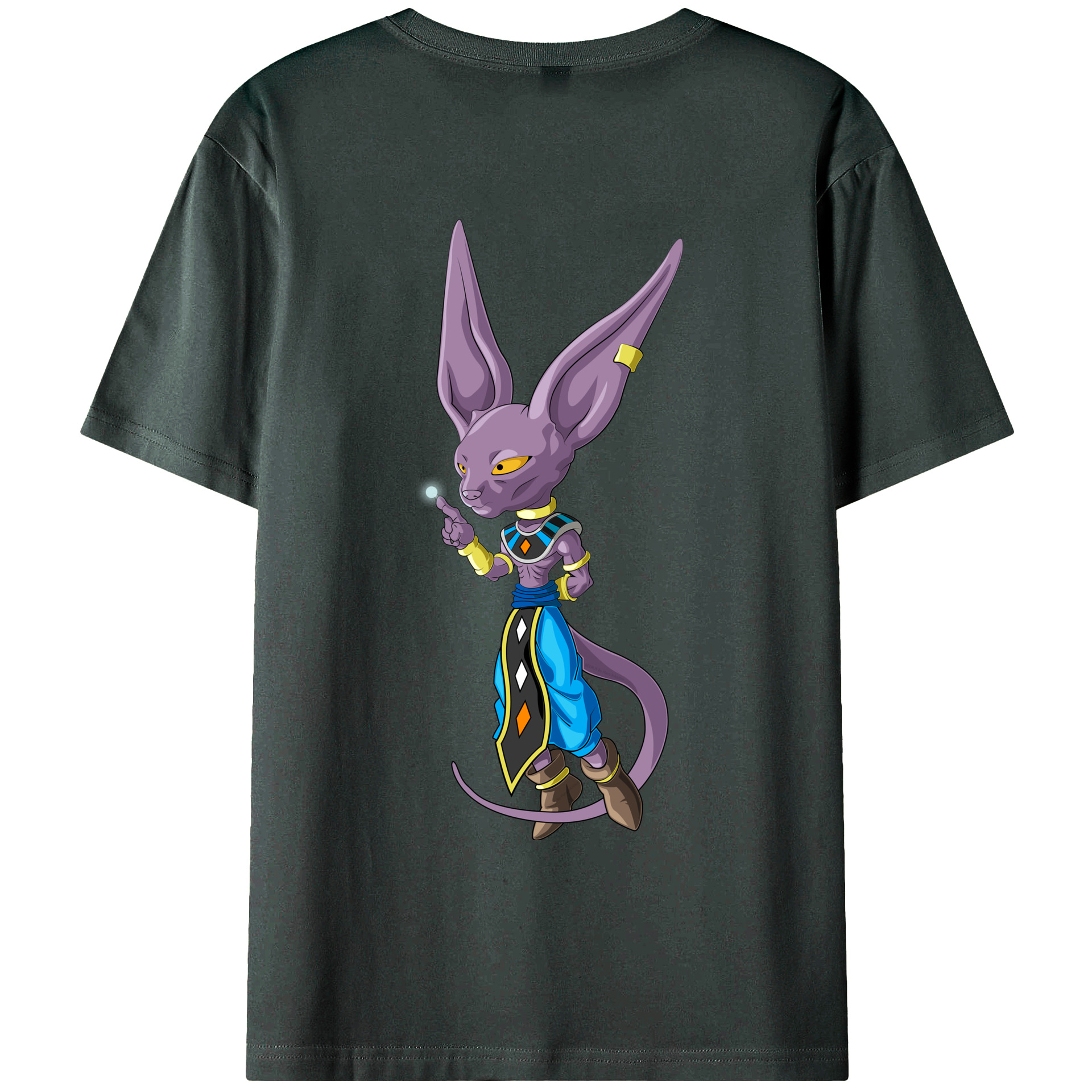 （画像用） ドラゴンボール ビルス 破壊神ビルス DRAGON BALL Beerus Birusu 綿100％ メンズ半袖Tシャツ（バックプリント） 通気性